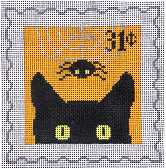 Peeky Kitty Postage Stamp - Halloween