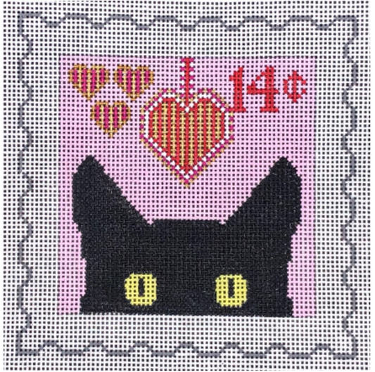 Peeky Kitty Postage Stamp - Valentine's Day
