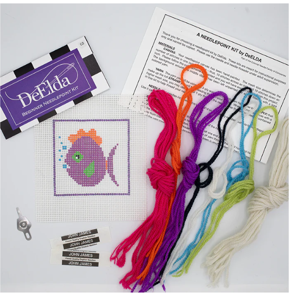 DeElda Fish Kit - Beginners Needlepoint Kit
