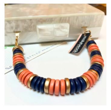 Mollybeads Clutch Handle - Orange, Navy and Gold