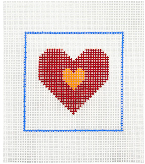 DeElda Red & Orange Heart Kit - Beginners Needlepoint Kit