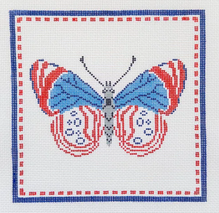 Patriotic Butterfly - Large - Initial K Studios - Needlepoint Canvas 