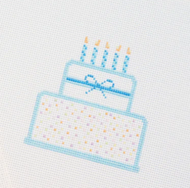 Birthday Cake - Baby Blue - Audrey Wu - Needlepoint Canvas 13 mesh