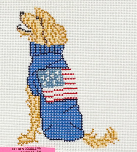 Golden Doodle  US Flag Sweater