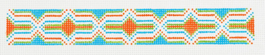 Granada Orange Key Fob - Wipstitch - Needlepoint Canvas 13 mesh