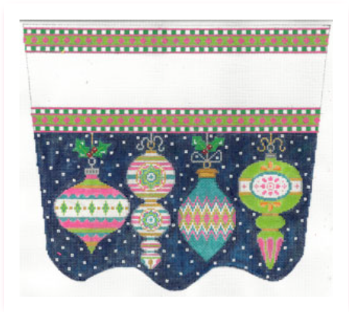 Retro Glass Ornaments Stocking Cuff Canvas