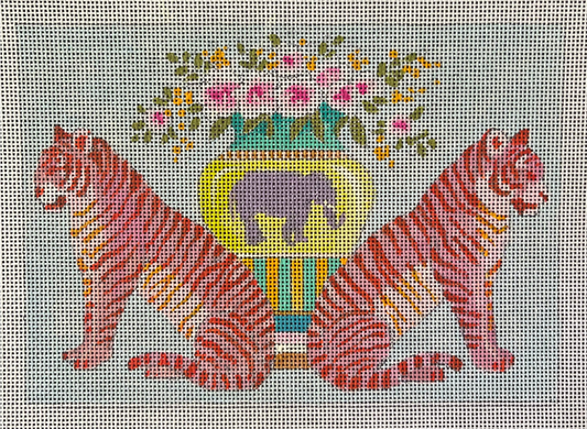 Tigers with Flower Vase Canvas