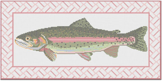 Trout Bolster Pillow with Brick Border Canvas