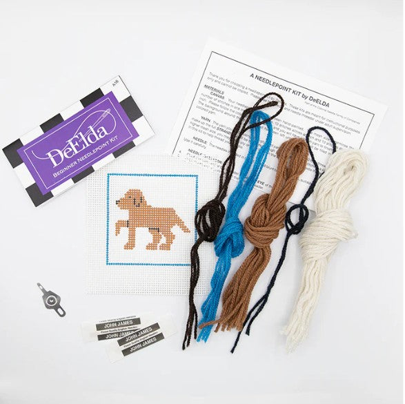 DeElda Golden/Yellow Lab Kit - Beginners Needlepoint Kit