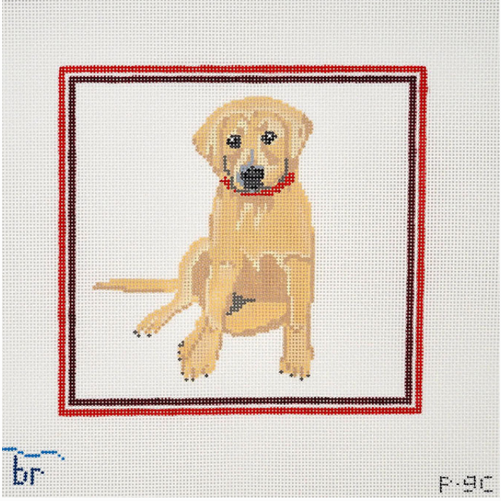 Yellow Lab- Red Frame Canvas