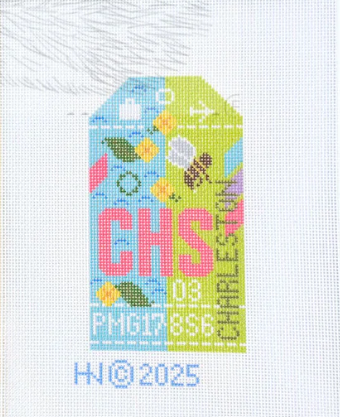 Charleston 2.0 Retro Travel Tag Needlepoint Canvas CHS