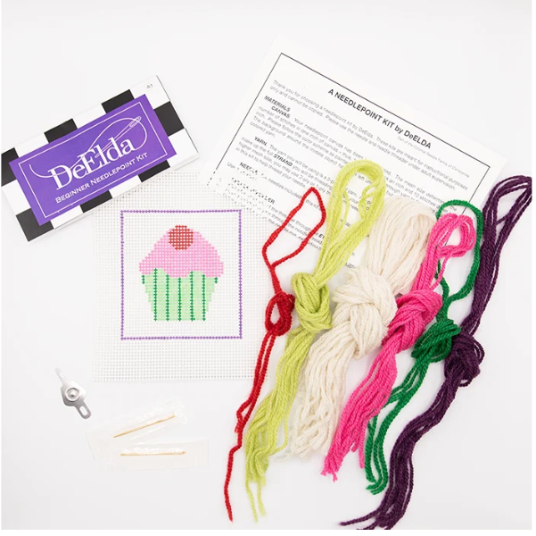 DeElda Cupcake Kit - Beginners Needlepoint Kit