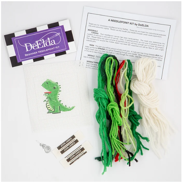 DeElda Pink Heart with Flower - Beginners Needlepoint Kit (Copy) Kit