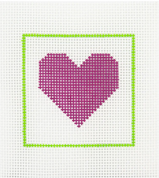 DeElda Pink Heart Kit - Beginners Needlepoint Kit