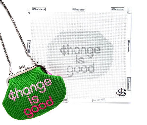 Change is Good Kiss Lock Bag- Greyscale