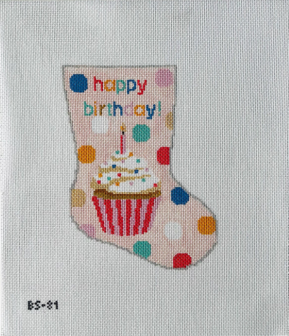 Happy Birthday Mini Stocking - Pink and Blue