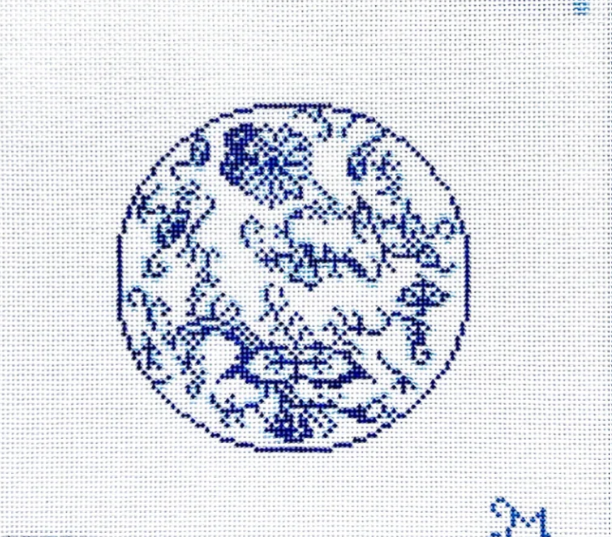 Blue and White Floral Round