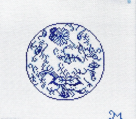 Blue and White Floral Round