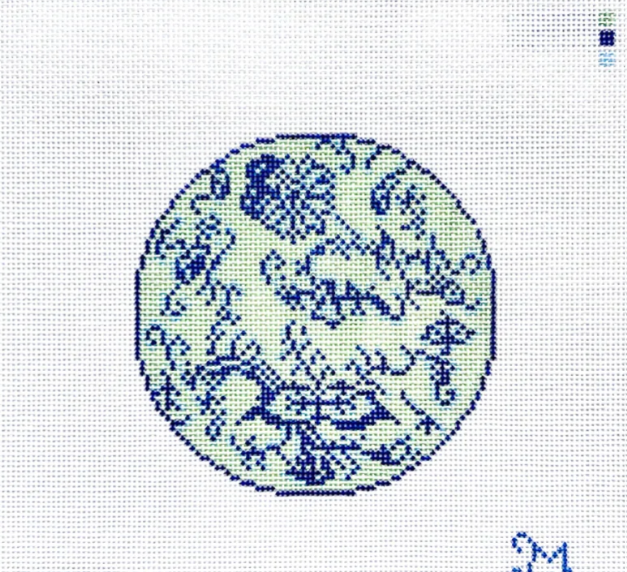 Blue and Green Floral Round