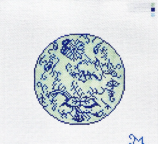 Blue and Green Floral Round