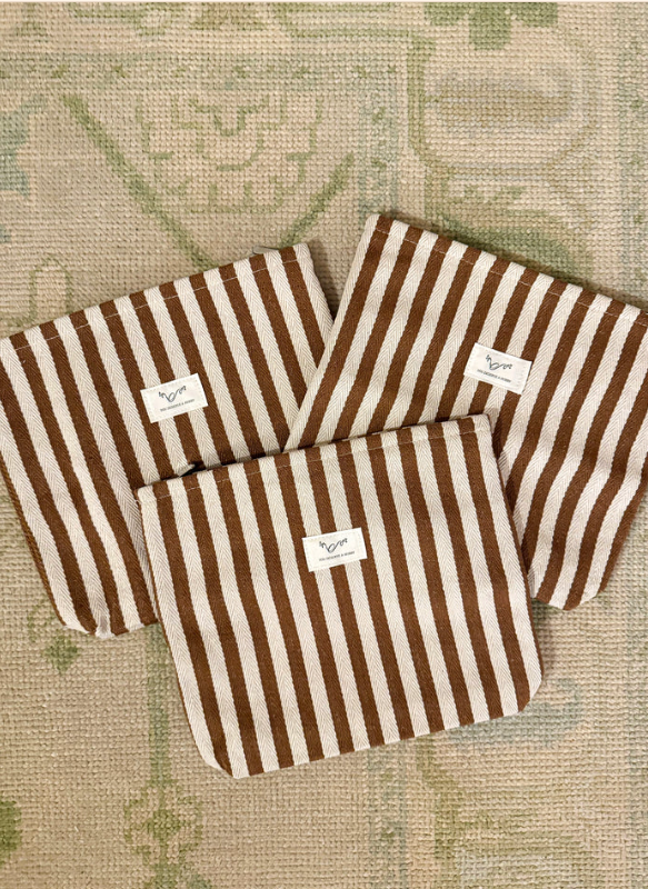 Brown Striped Project Bag