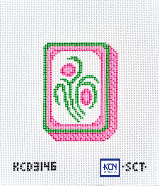 Pink Mahjong Flower Tile