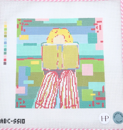 Reading Girl Square - Brunette and Blonde