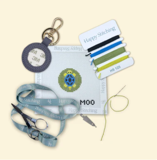 Tiny Traveler - Key Fob - Happy Stitching - Needlepoint Kit 18 mesh